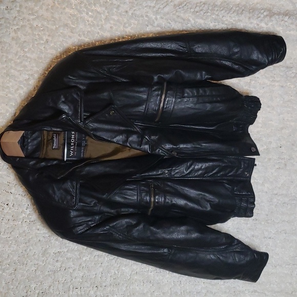Vintage wilson's 90s bomber leather jacket with zipin vest small pristine condit - Picture 1 of 17